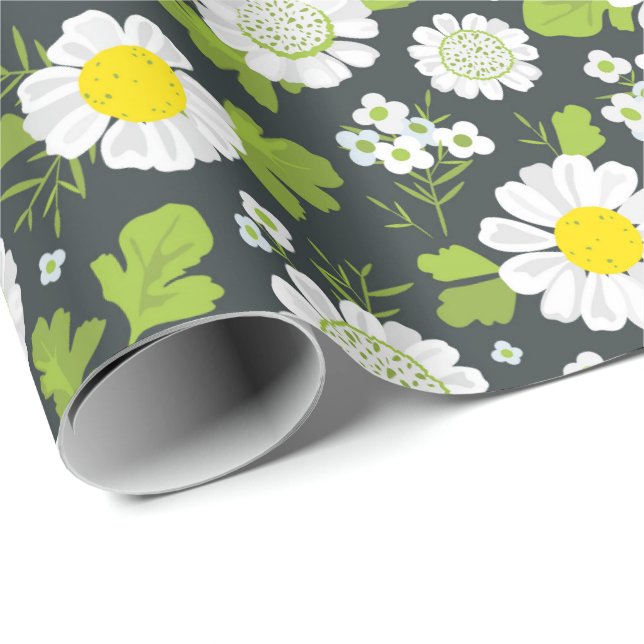 Daisy-Blume-Muster Geschenkpapier (Rolleneckpunkt)