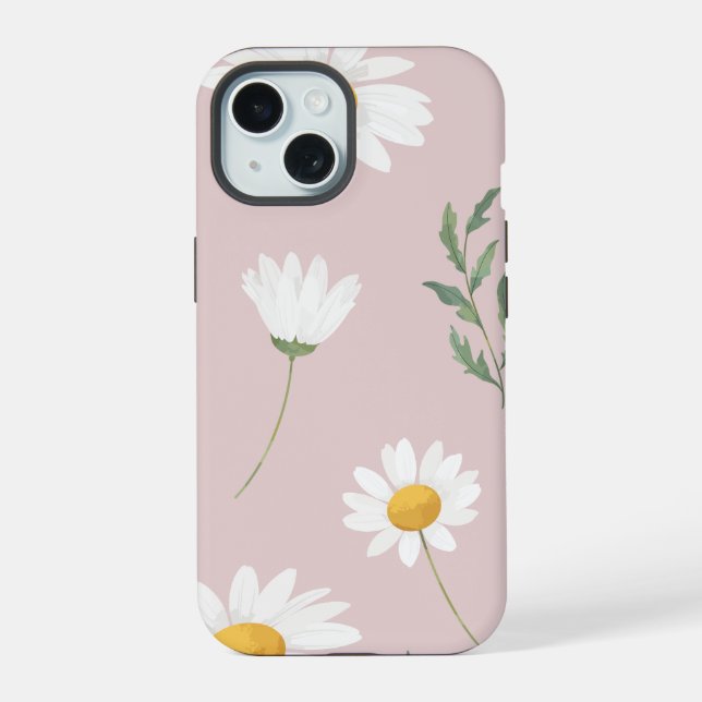 Daisy Blume Nahtloses Muster iPhone 15 Hülle (Rückseite)