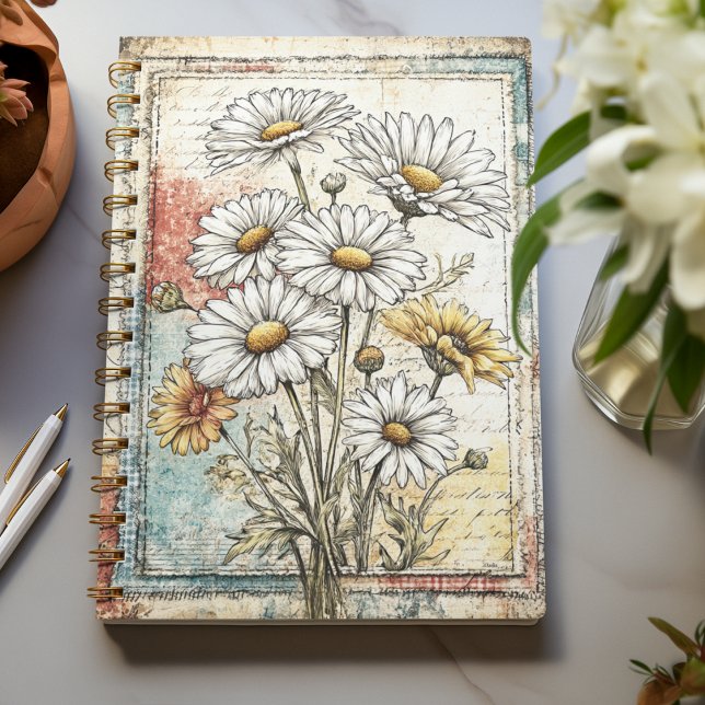 Daisy Blume Niedliches Vintages Muster Notizblock (Von Creator hochgeladen)