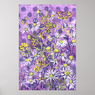 Daisy Blume Polka Dot Sommer Blume Blumenmuseum Poster