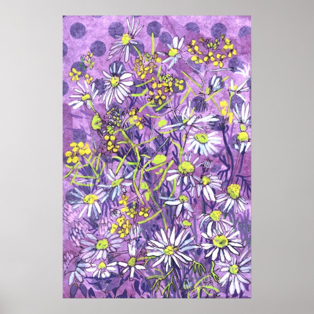 Daisy Blume Polka Dot Sommer Blume Blumenmuseum Poster (Vorne)