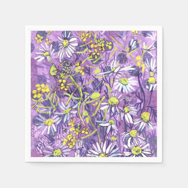 Daisy Blume Polka Dot Sommer Blume Blumenmuseum Serviette (Vorderseite)
