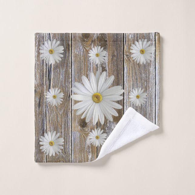 Daisy Blume Rustikales Bartenbrett Badetuch Set (Waschlappen)