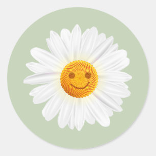 Daisy Blume Smiley Runder Aufkleber
