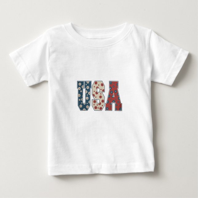 Daisy Blume USA Flag 4. Juli Patriotic Baby T-shirt (Vorderseite)