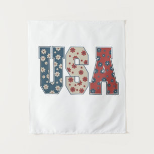 Daisy Blume USA Flag 4. Juli Patriotic Wandteppich