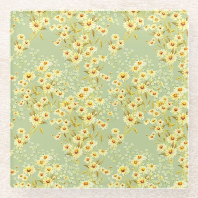 Daisy Blume: Wasserfarbenfroh, nahtlos. Glasuntersetzer (Vorderseite)