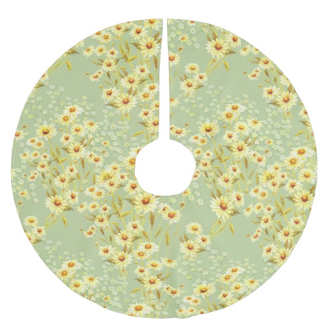 Daisy Blume: Wasserfarbenfroh, nahtlos. Polyester Weihnachtsbaumdecke (Vorderseite)