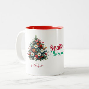 Daisy Blume Weihnachtsbaum Frohe Weihnachtsnamen Zweifarbige Tasse