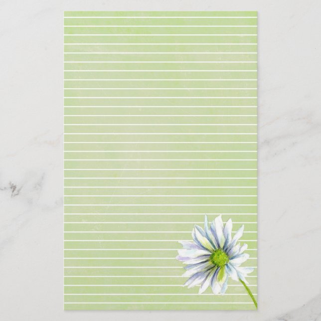 Daisy Blume White Lined Sage Green Briefpapier (Vorderseite)