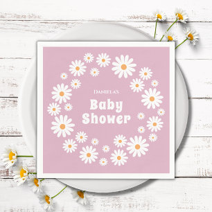Daisy Blume Wreath Pink Groovy Retro Babydusche Serviette