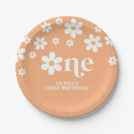 Daisy Blumenapricot 1. Geburtstag Pappteller
