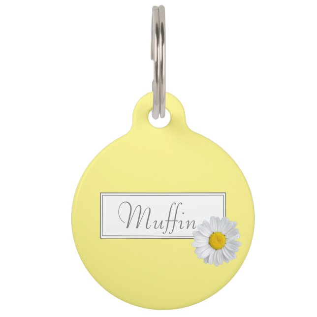 Daisy Blumenmuster gelb lebendig Haustiermarke (Vorderseite)