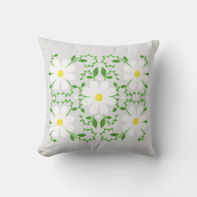 Daisy Blumenmuster werfen Kissen (Vorderseite)