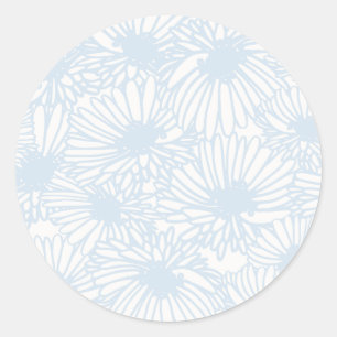 Daisy Blüten - Puderblau Runder Aufkleber