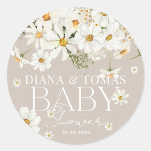 Daisy Boho Baby in Blütendusche Runder Aufkleber
