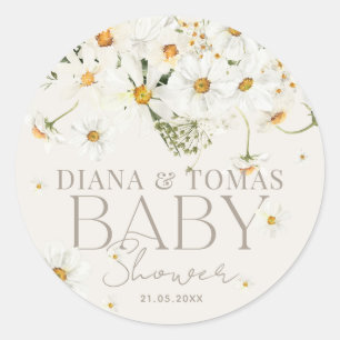 Daisy Boho Baby in Blütendusche Runder Aufkleber