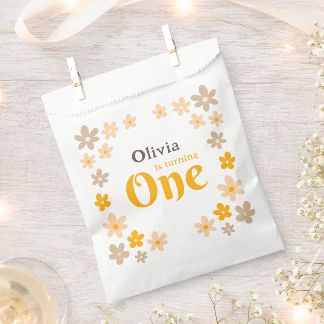 Daisy Boho Floral 1. Geburtstag Geschenktütchen (Ausgeschnitten)