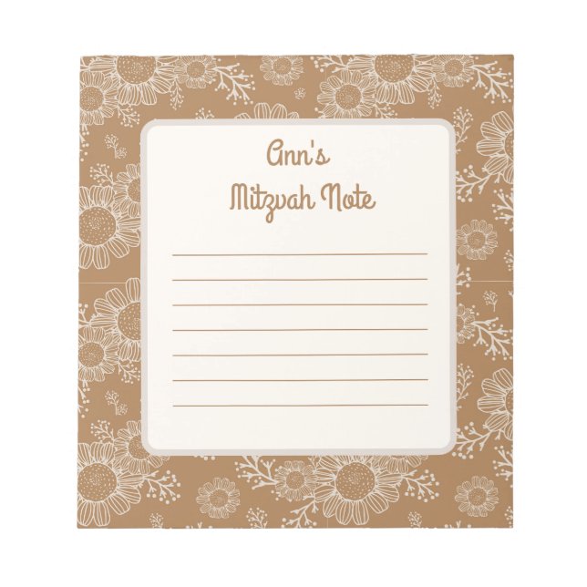 Daisy boho Mitzvah Notes Notizblock (Vorderseite)