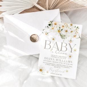 Daisy Boho Wildblume Baby in Blütendusche Einladung