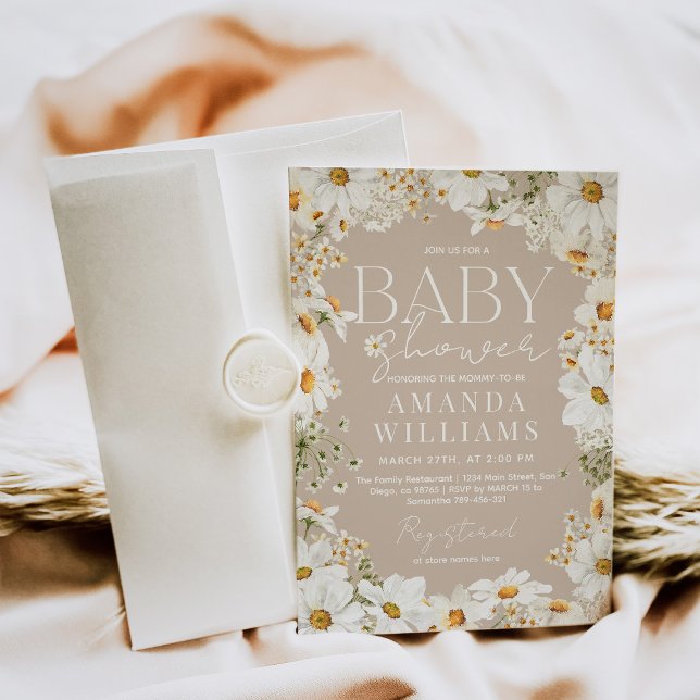 Daisy Boho Wildblume Baby Shower Einladung (Von Creator hochgeladen)
