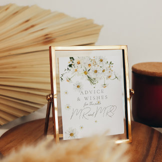 Daisy Boho Wildblume Modernes Bridal Advice Game Poster