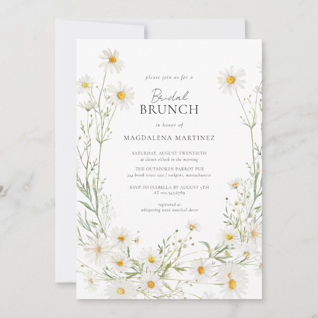 Daisy Boho Wildblume Rustic Bridal Brunch Einladung (Vorderseite)
