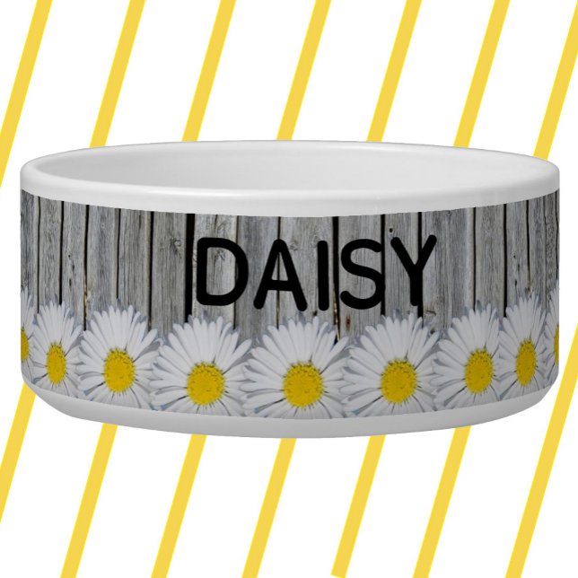 Daisy Border Rustic Weathered Old Wood personalisi Napf (Von Creator hochgeladen)