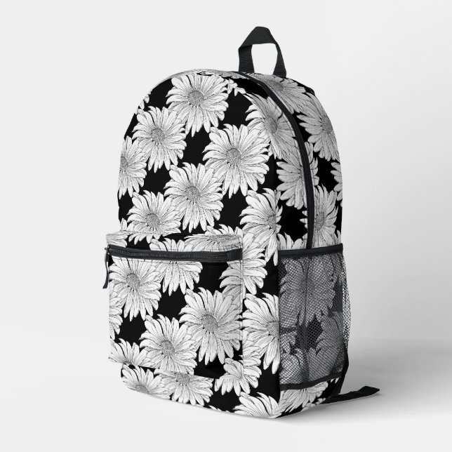 Daisy Botanical Nattern Muster Bedruckter Rucksack (Rückseitige Ecke Rechts)