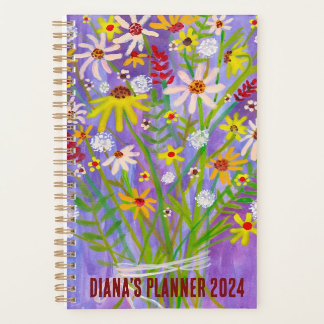 Daisy Bouquet Blume Blooms Floral Lila CUSTOM Planer (Vorderseite)