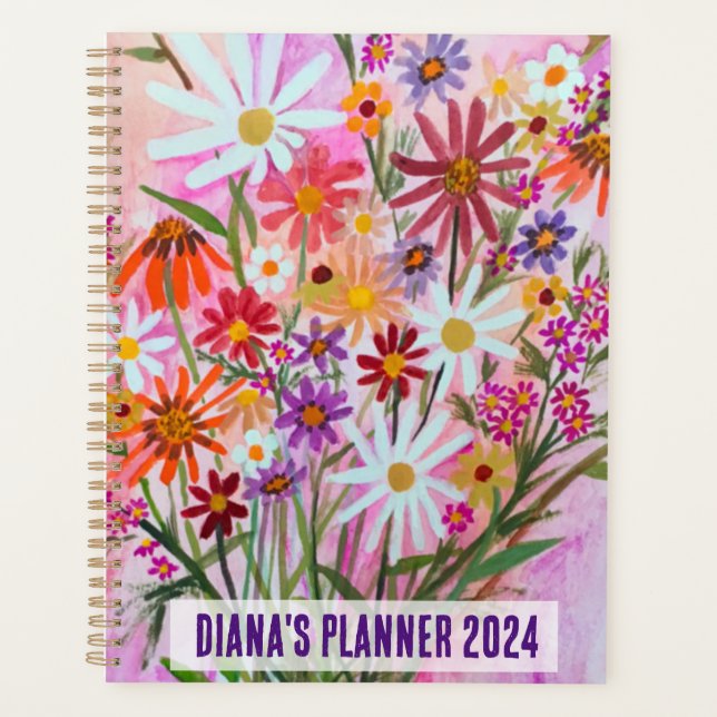 Daisy Bouquet Blume Blooms Floral Pink CUSTOM Planer (Vorderseite)