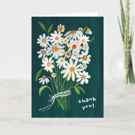 Daisy Bouquet handbemalt Gouache Blume grün Dankeskarte
