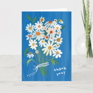 Daisy Bouquet Handpainted Gouache Blume Blue Dankeskarte