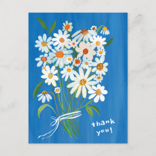 Daisy Bouquet handpainted Gouache Vielen Dank Postkarte