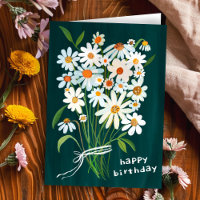 Daisy Bouquet Happy Birthday Handpainted Gouache