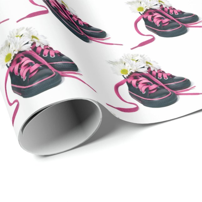 Daisy Bouquet in Sneakers Umschlagpapier Geschenkpapier (Rolleneckpunkt)