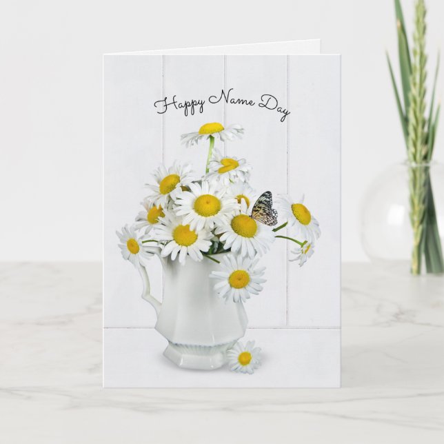 Daisy-Bouquet mit Schmetterlingsnacht Karte (Vorderseite)