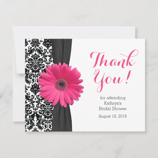 Daisy Brautparty Danke-Card | Damask Gerber Dankeskarte (Vorderseite)