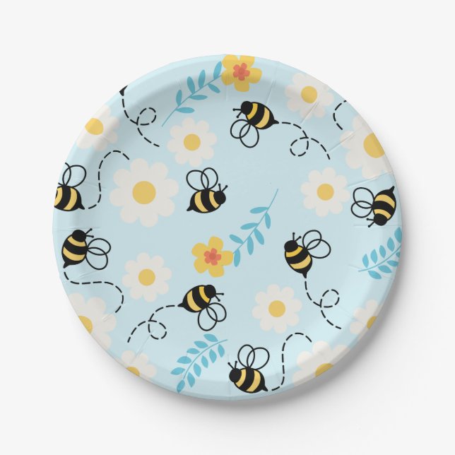 Daisy Bumble Bee Tellers Pappteller (Vorderseite)