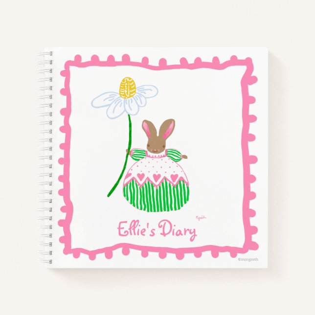Daisy Bunny Diary 8.5" x 8.5" SpiralNotebook Notizbuch (Vorderseite)