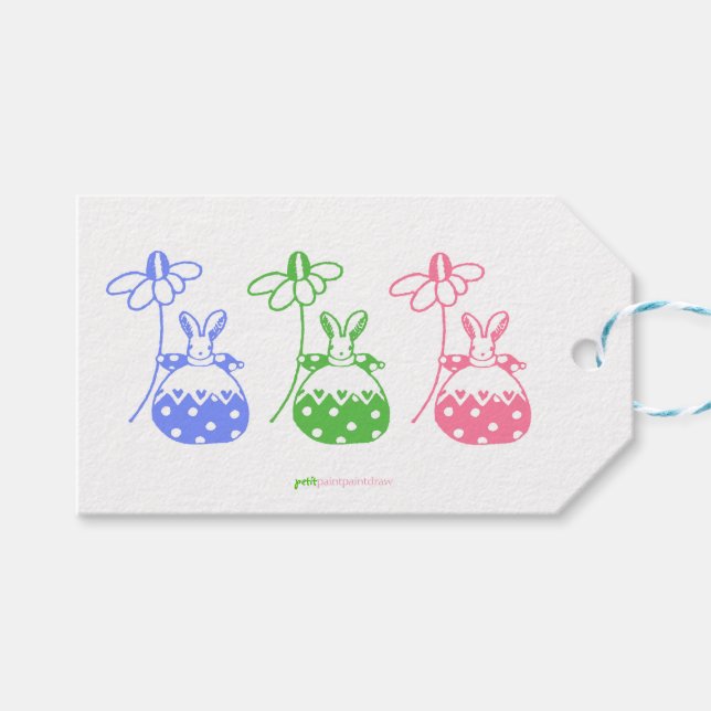 Daisy Bunny Gift Tag Geschenkanhänger (Vorderseite (Horizontal))