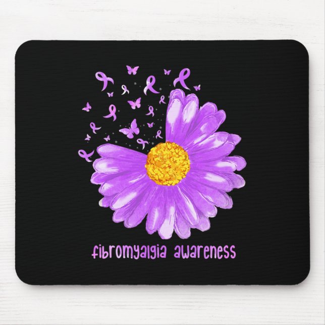 Daisy Butterfly Lila Ribbon Fibromyalgie Awarene Mousepad (Vorne)