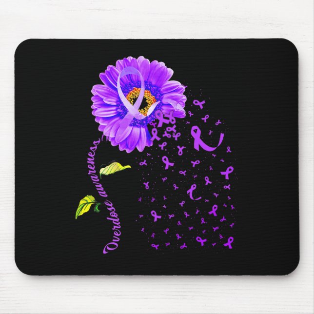 Daisy Butterfly Lila Ribbon Überdosierung Bewussts Mousepad (Vorne)