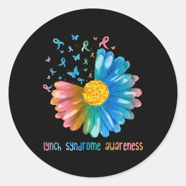 Daisy Butterfly Lynch Synch Bewusstsein Runder Aufkleber (Vorderseite)