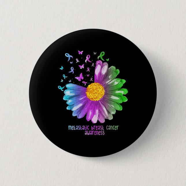 Daisy Butterfly Metastatic Breast Cancer Awareness Button (Vorderseite)