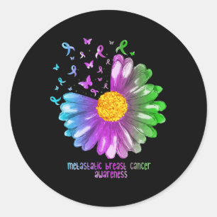 Daisy Butterfly Metastatic Breast Cancer Awareness Runder Aufkleber
