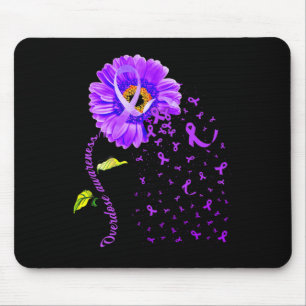 Daisy Butterfly Purple Ribbon Overdose Awareness Mousepad