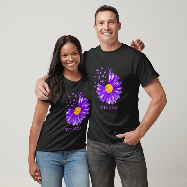 Daisy Butterfly Purple Ribbon Overdose Awareness T-Shirt (Unisex)