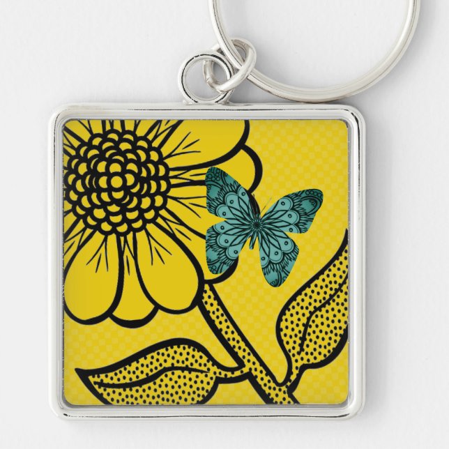 Daisy Butterfly Tropical Keyring Schlüsselanhänger (Vorne)