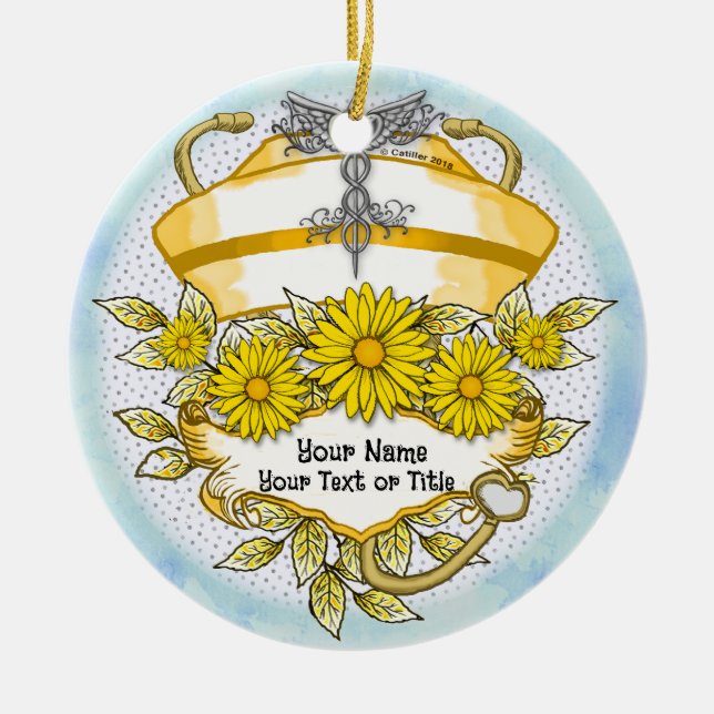 Daisy caduceus Krankenschwester Keramik Ornament (Vorne)